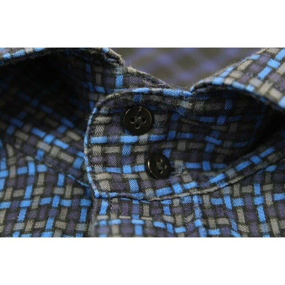 Thomas Dean Shirt Men's XXL Blue Long Sleeve Button Basketweave Print Flip cuff - Picture 5 of 9